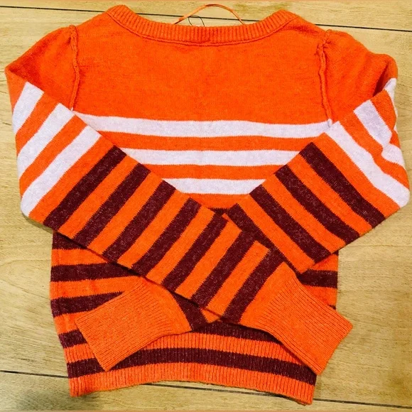 Free People Orange Striped Knit Sweater - Size XS/TP - Picture 4 of 6